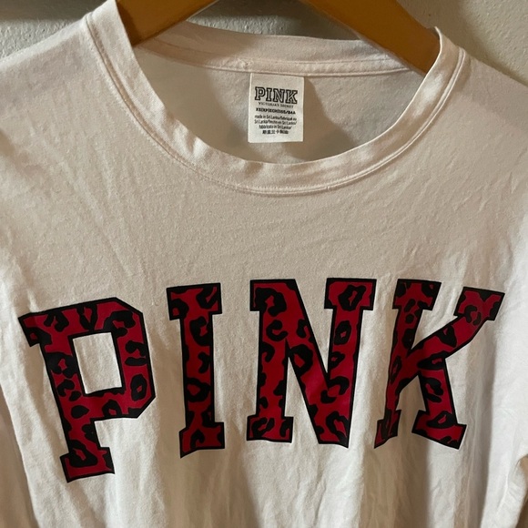 Victorias Secret PINK Oversized Long Sleeve Campus Tee Top Pullover Crew Neck XS - Picture 4 of 5